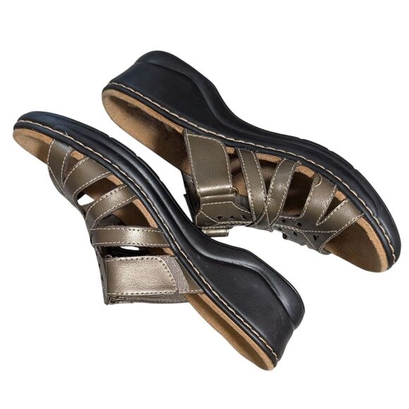 Clarks open toe wedge platform sandals women's size 9M metallic summer beach - Picture 4 of 9